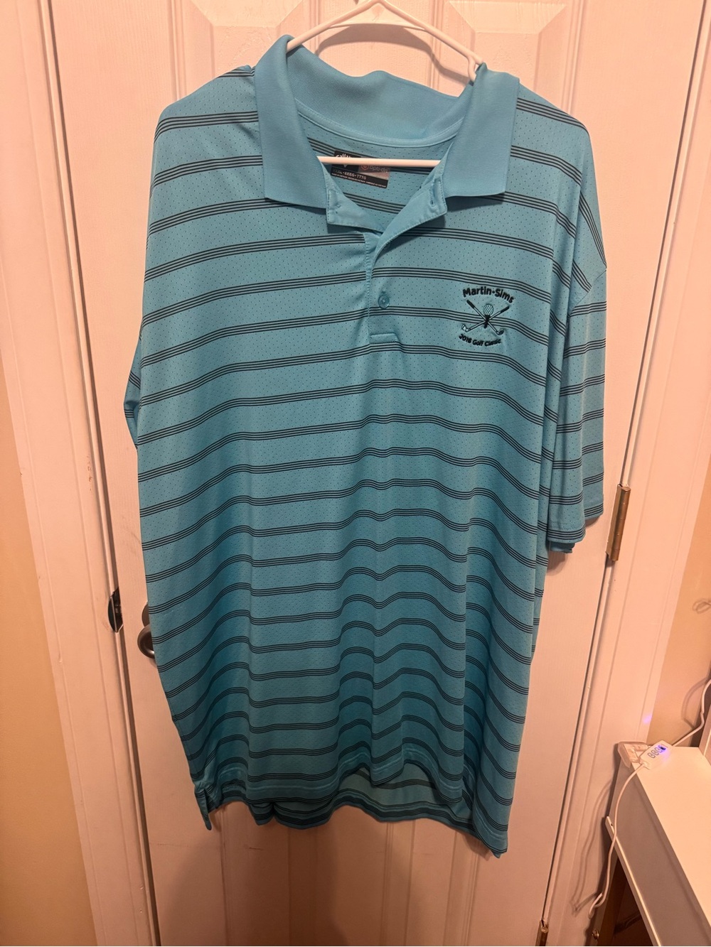 Callaway Teal Blue Striped Golf Polo